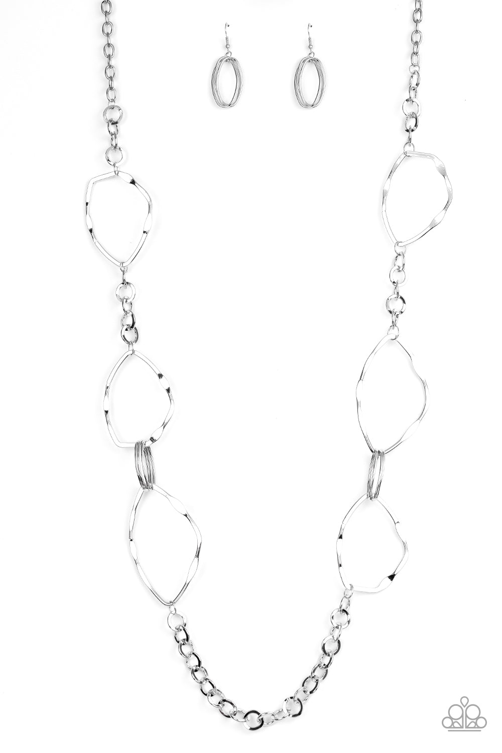 Abstract Artifact Necklace Set - Silver